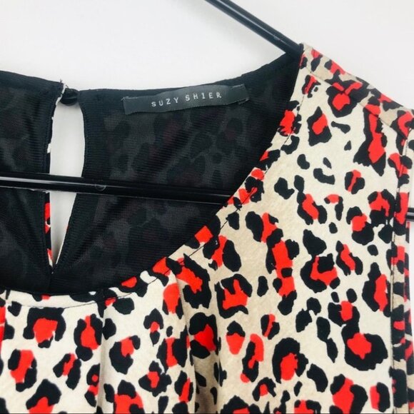 Suzy  Shier Animal print pleated blouson top size L - Picture 8 of 13